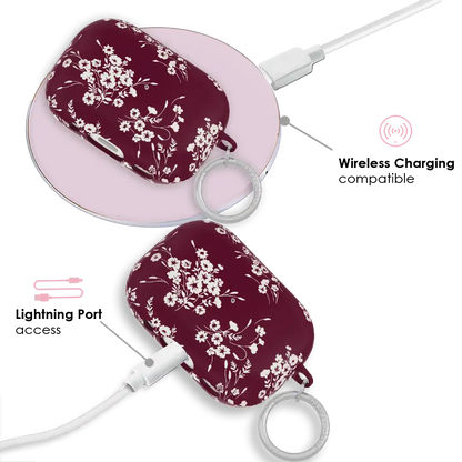 French Burgundy Floral AirPod Case
