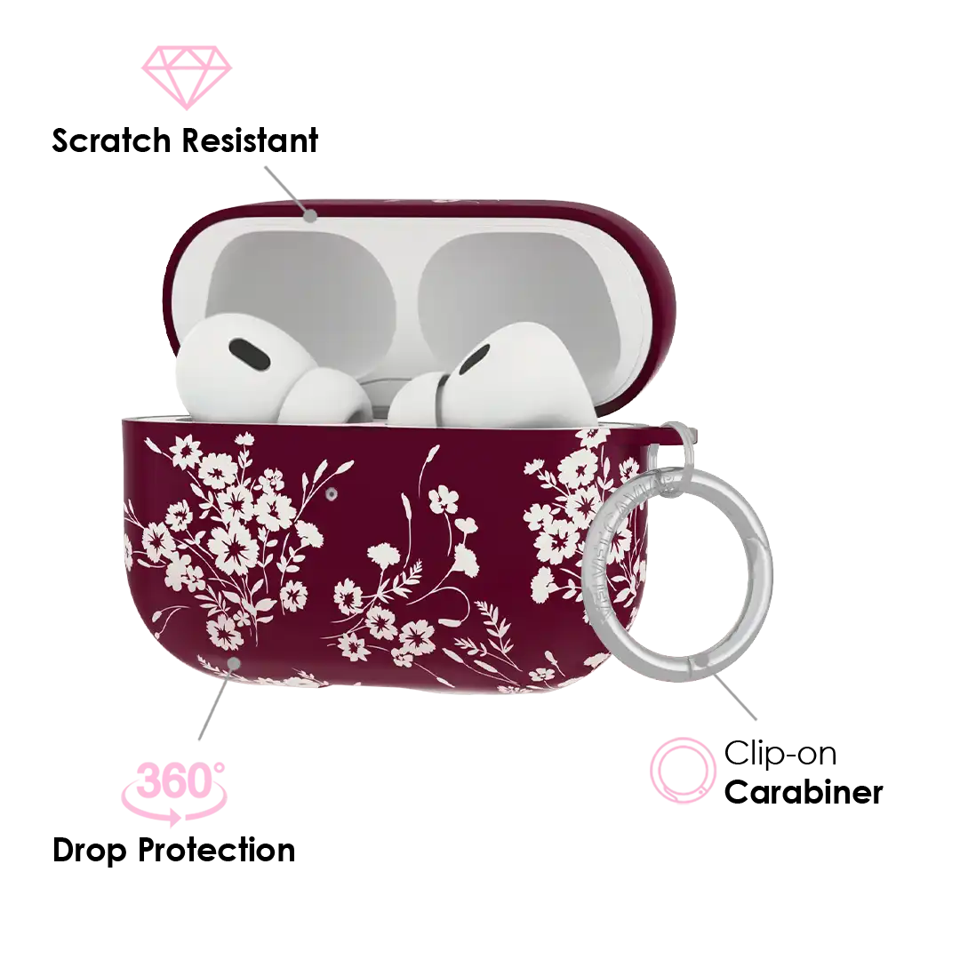 French Burgundy Floral AirPod Case