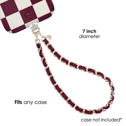Burgundy Leather Chain Phone Charm