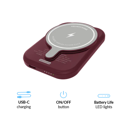 Burgundy 1990 Portable MagSafe Charger Power Pack