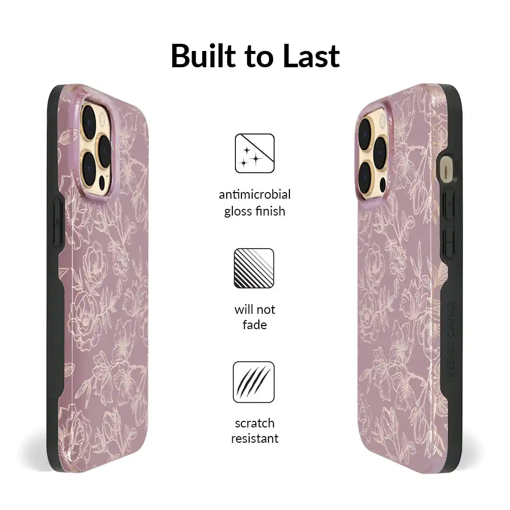 Dusty Rose Chrome Floral iPhone Case