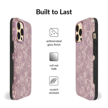 Dusty Rose Chrome Floral iPhone Case