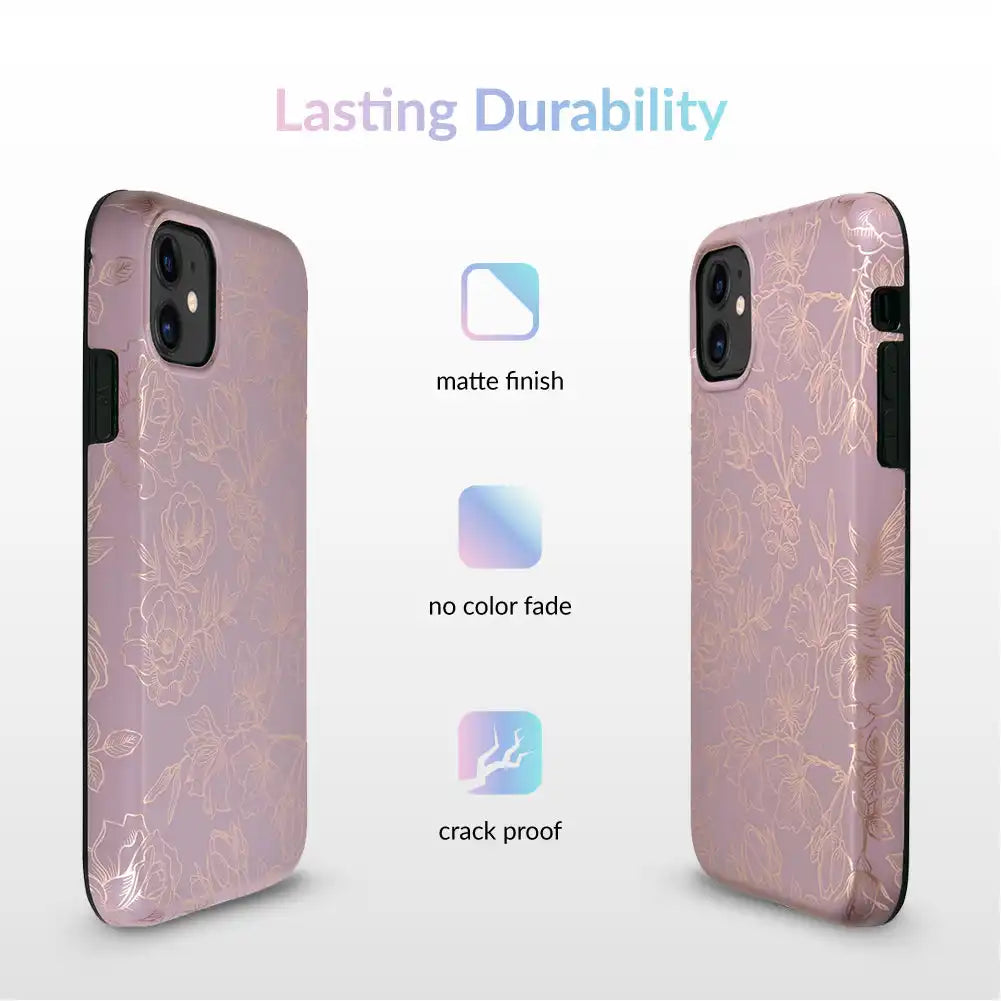 Dusty Rose Chrome Floral iPhone Case