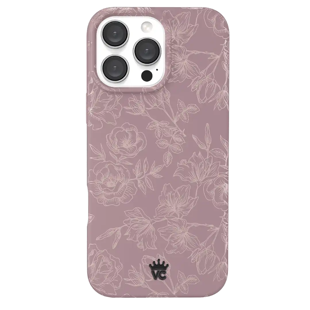 Dusty Rose Chrome Floral iPhone Case