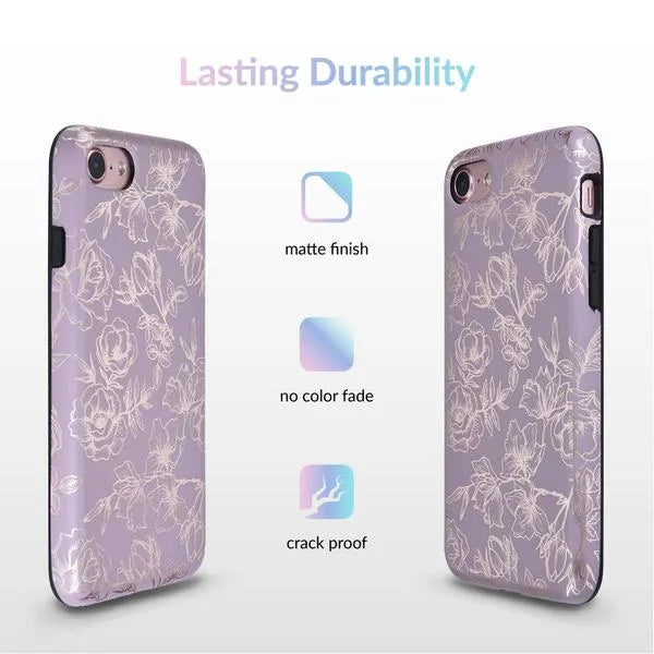 Dusty Rose Chrome Floral iPhone Case