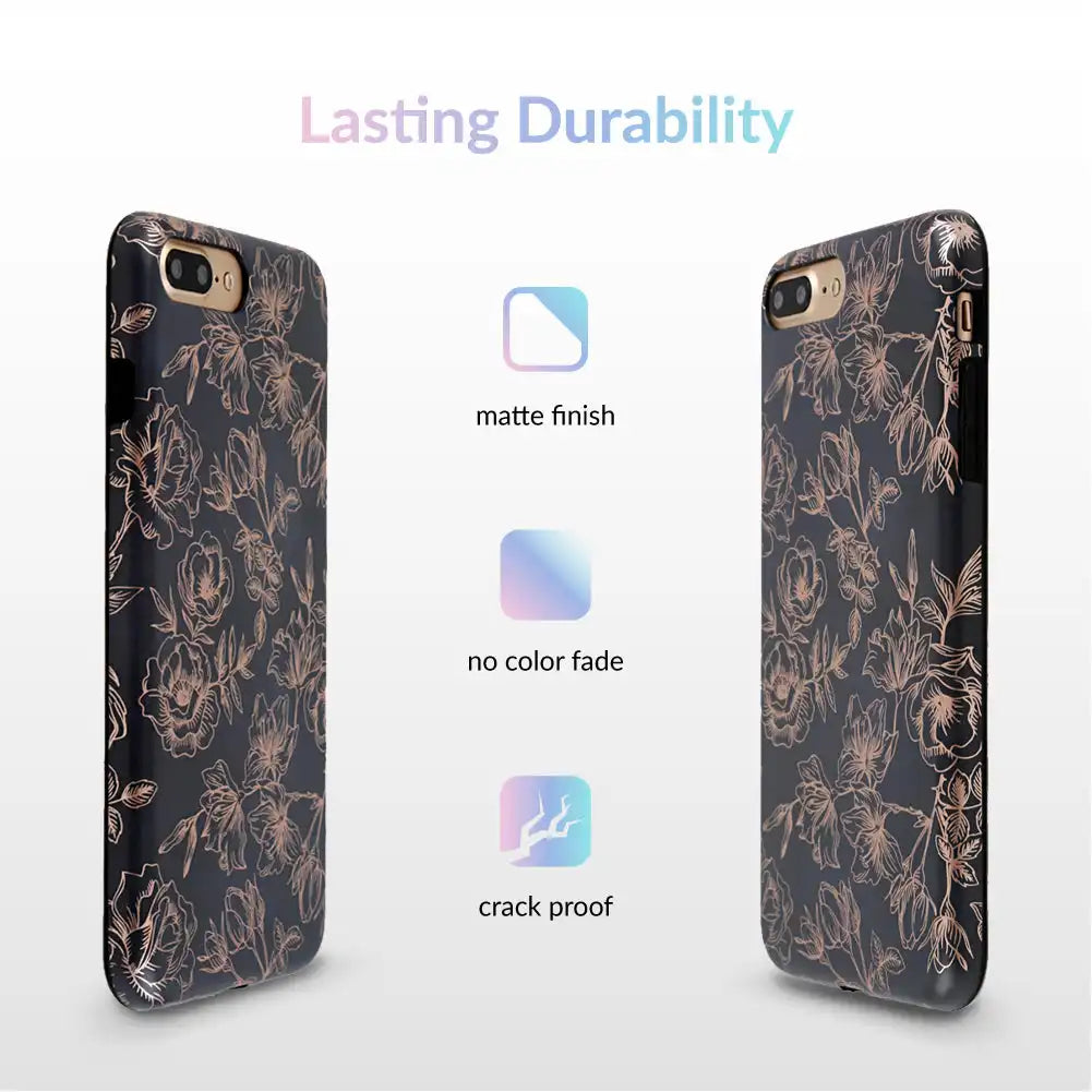 Floral Rose Gold Chrome iPhone Case