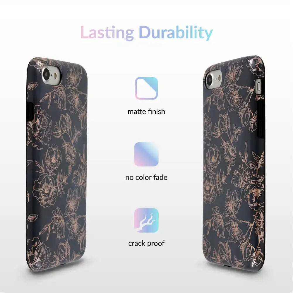 Floral Rose Gold Chrome iPhone Case
