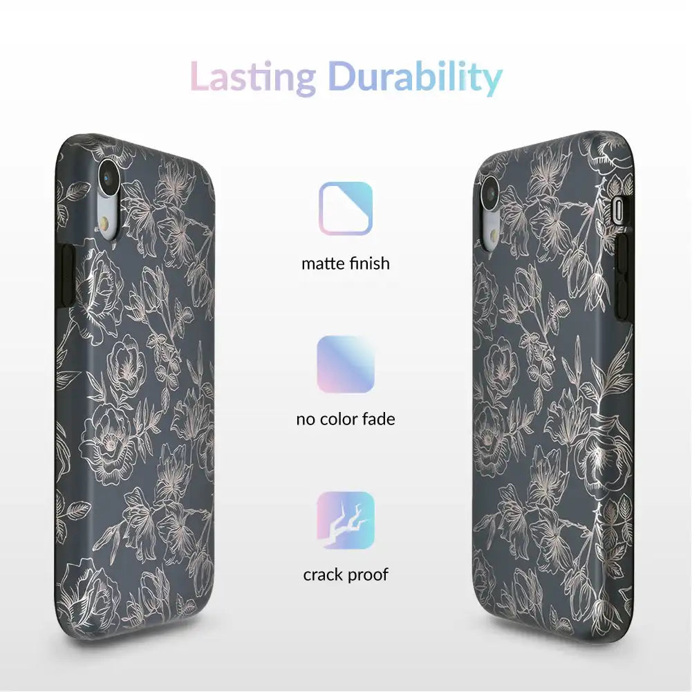 Floral Rose Gold Chrome iPhone Case