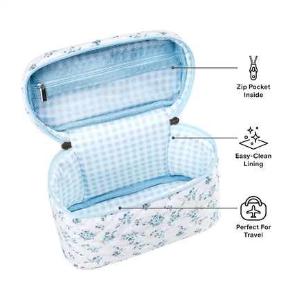 French Blue Floral Vanity Bag