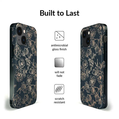 Floral Rose Gold Chrome iPhone Case