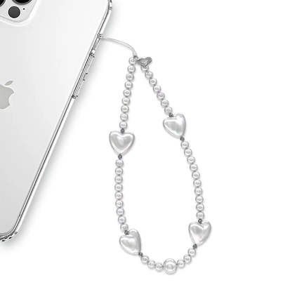 Vintage Pearl Heart Phone Charm