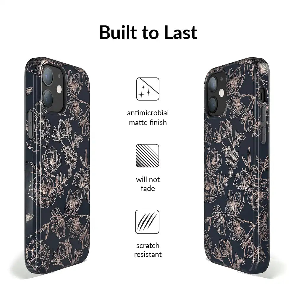 Floral Rose Gold Chrome iPhone Case