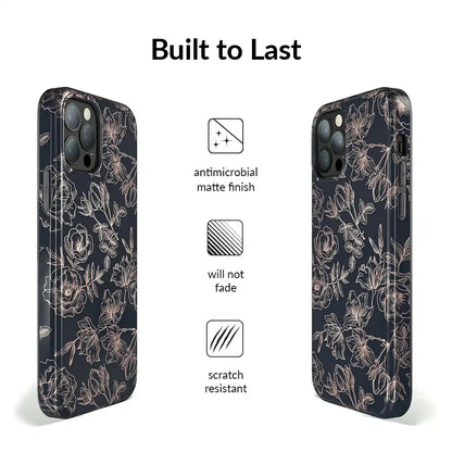 Floral Rose Gold Chrome iPhone Case
