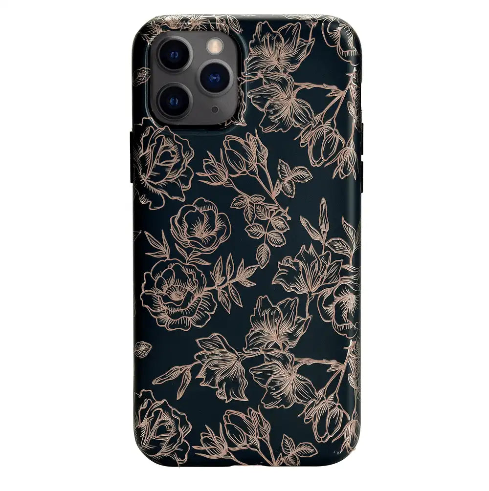 Floral Rose Gold Chrome iPhone Case
