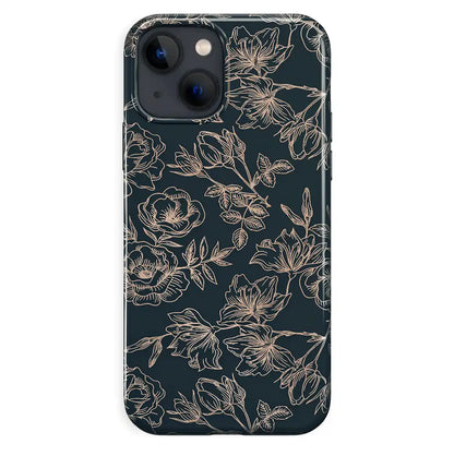 Floral Rose Gold Chrome iPhone Case