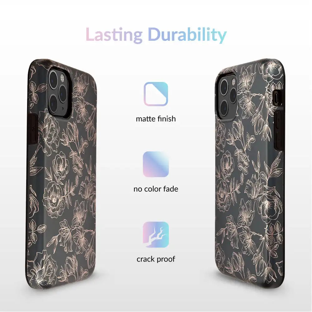 Floral Rose Gold Chrome iPhone Case