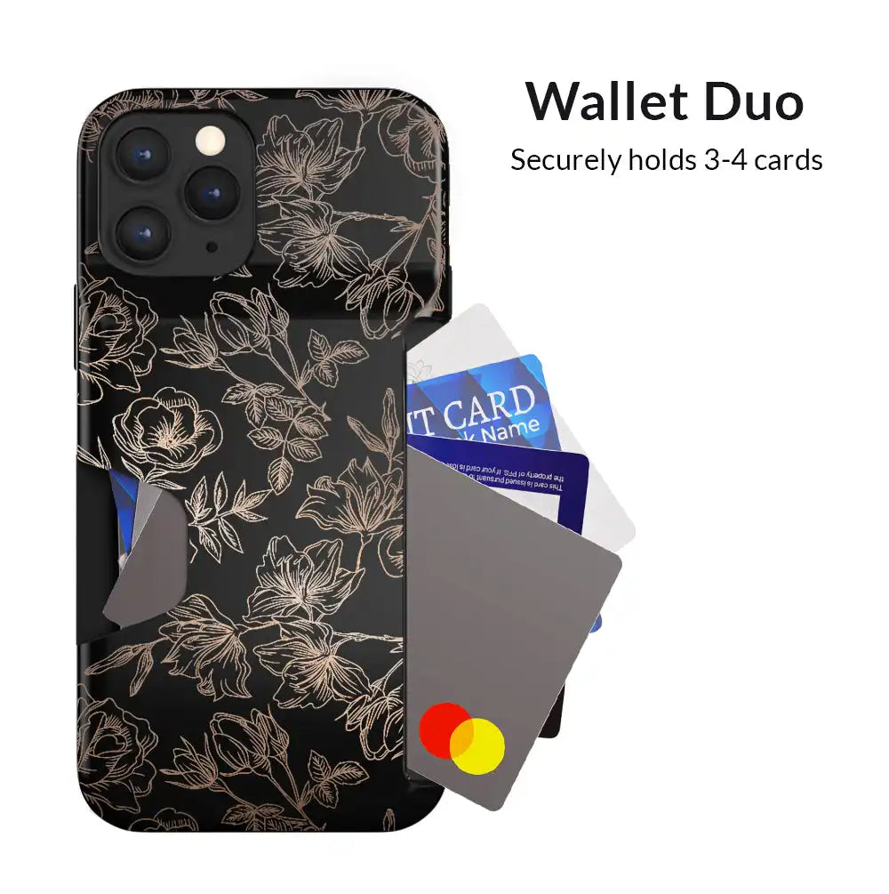 Floral Rose Gold iPhone Wallet Case