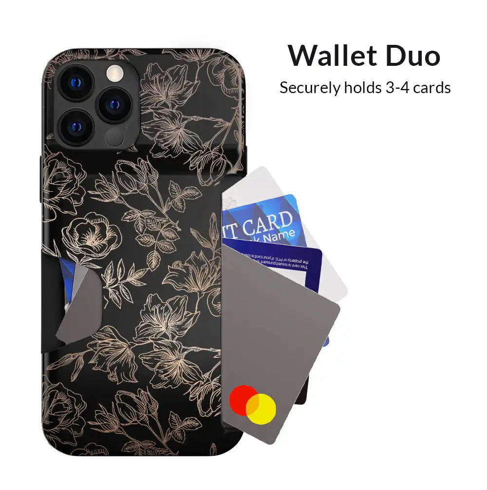 Floral Rose Gold iPhone Wallet Case