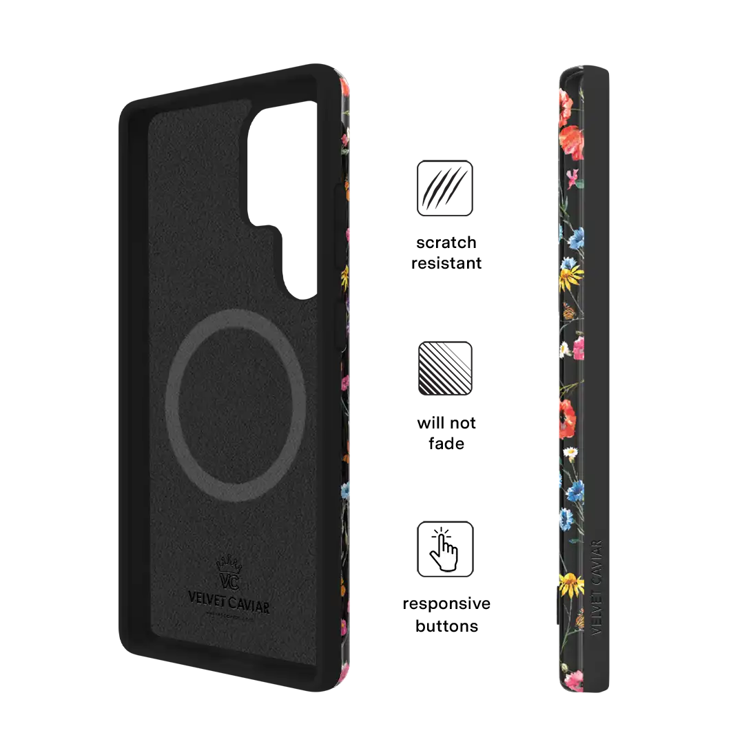 Black Wildflower Samsung Case