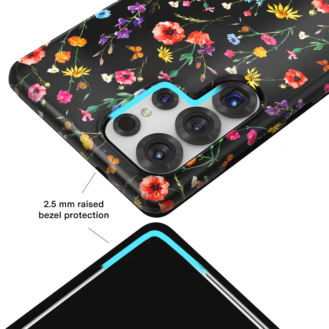 Black Wildflower Samsung Case