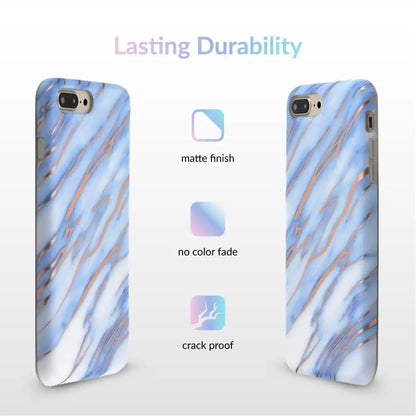 Sky Blue Rose Gold Chrome Marble iPhone case