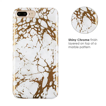 White Marble Gold Chrome iPhone Case