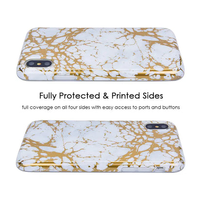White Marble Gold Chrome iPhone Case